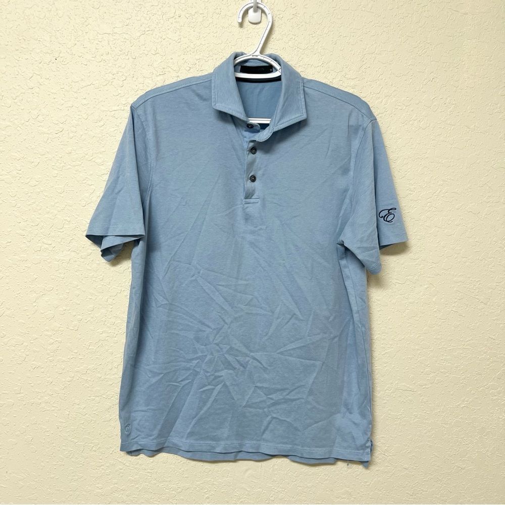 Greyson Short Sleeve Polo Golf Shirt Blue Cotton Blend Men's Size M Performance
